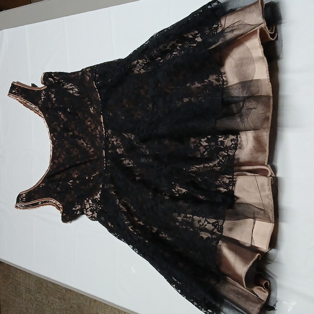 Friends Clothing Y2K Black Floral Lace and Tulle Mini Party Dress w/ Underlay 11